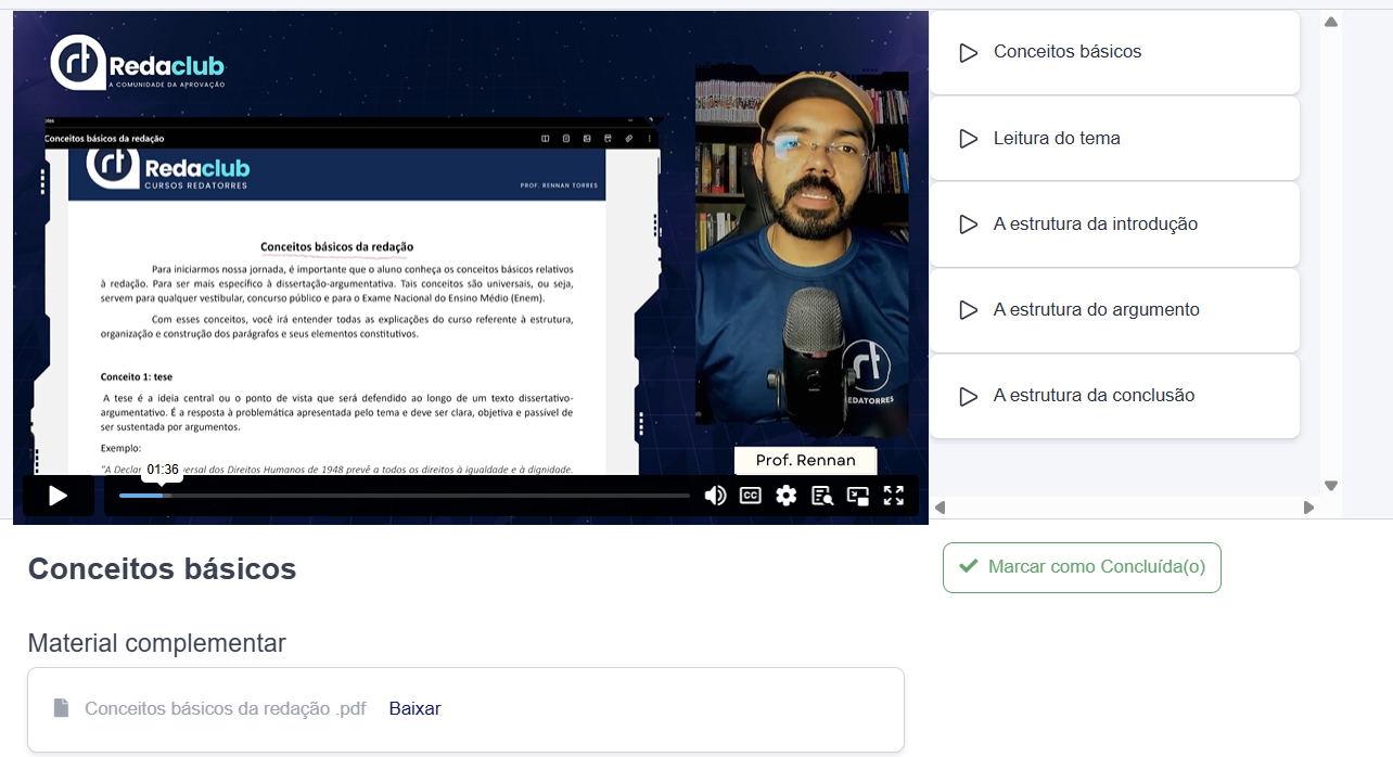 Aulas da Plataforma Redaclub