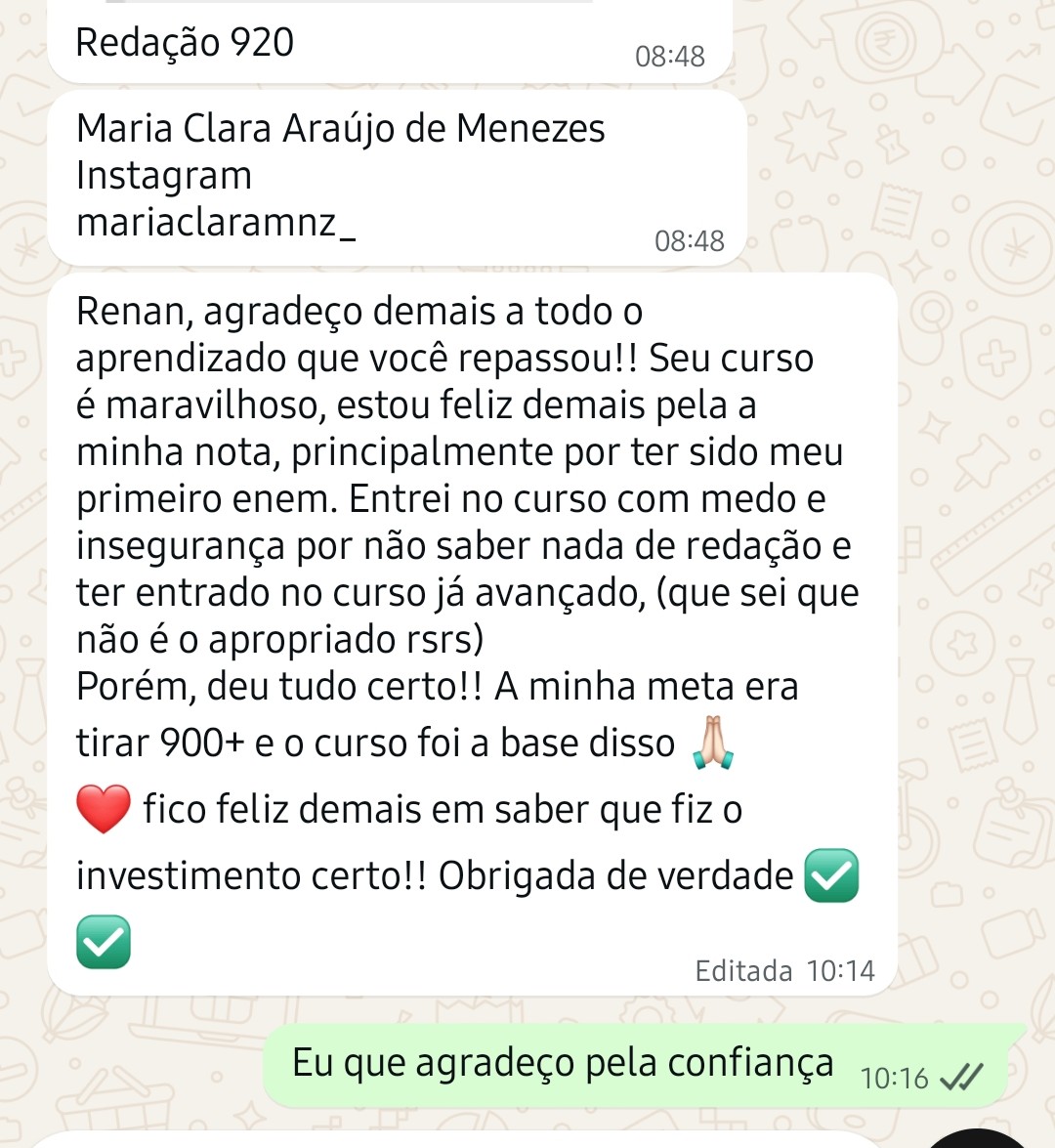 Print de aluno Redaclub 8
